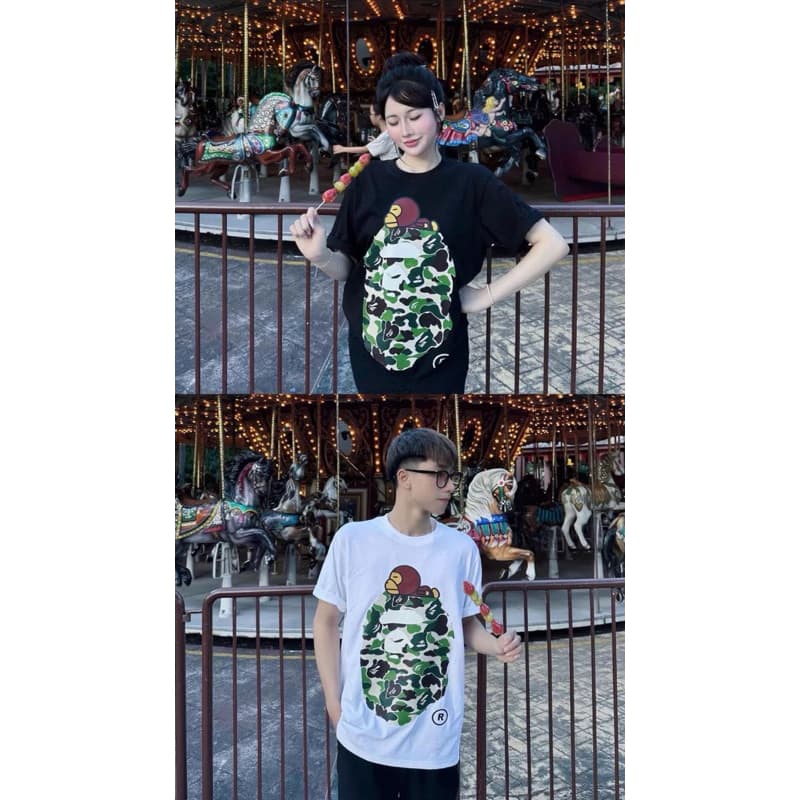 Áo Thun Bape Hình In Sắc Nét Full Tem Tag Túi Mac