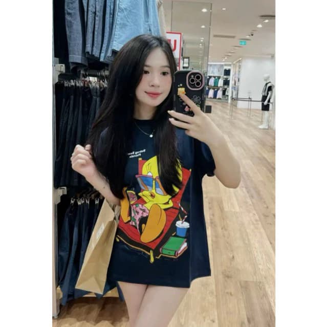 Áo Thun Hoạt Hình Vịt Vàng Dễ Thương Hình In Sắc Nét Chất Vải Cotton 2 Chiều Dày Dặn