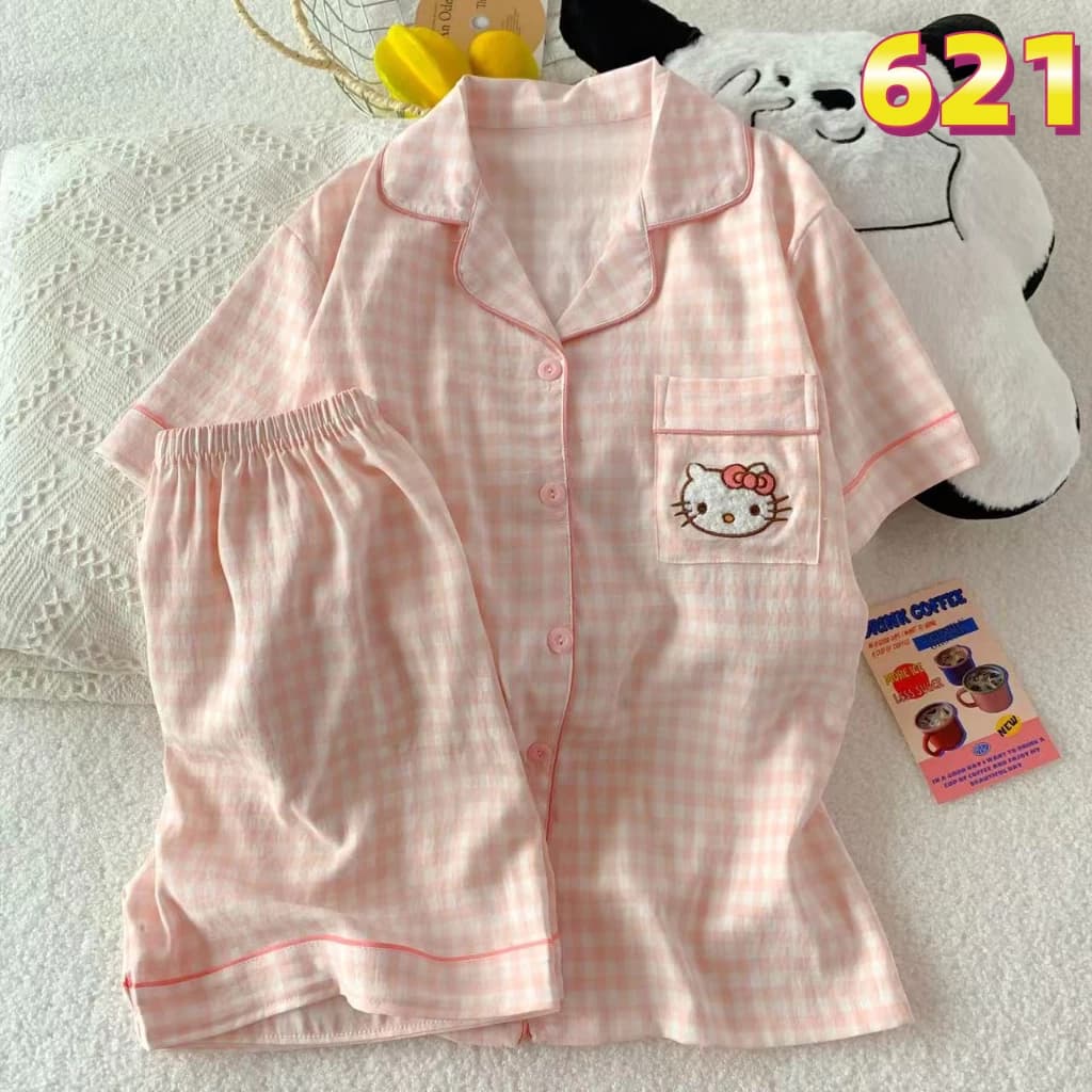 Đồ ngủ pijama đồ ngủ nữ ngắn tay hoạ tiết dễ thương đồ bộ mặc nhà Bộ đồ ngủ pyjama 621