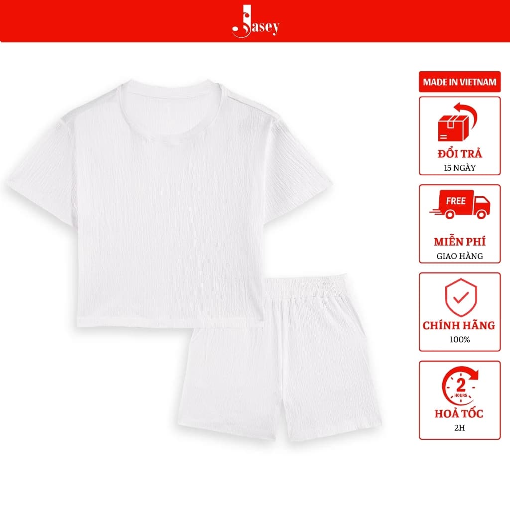 Set đồ nữ cổ tròn cao cấp JASEY, Bộ nữ  quần đùi mềm mịn mát nhẹ thoáng mát thấm hút mồ hôi mã 4502