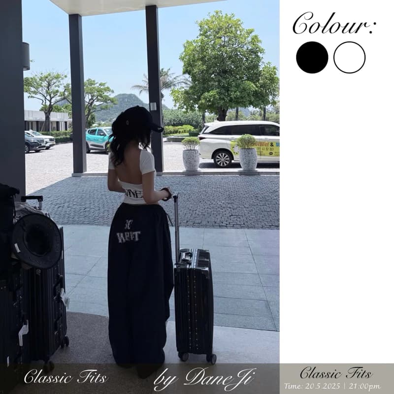 [ 𝐃𝐀𝐍𝐄𝐉𝐈 𝐂𝐋𝐀𝐒𝐒𝐈𝐂 ] Set áo thun ôm Slimfit hở lưng DANEJI - Quần dù ống rộng SO WHAT basic