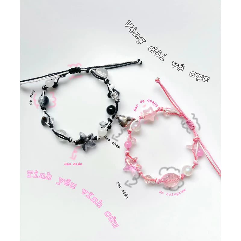 Vòng Couple Nam Nữ “ Trái Tim Nam Châm “ - Vòng tay Handmade - HYGGE ♡.•*