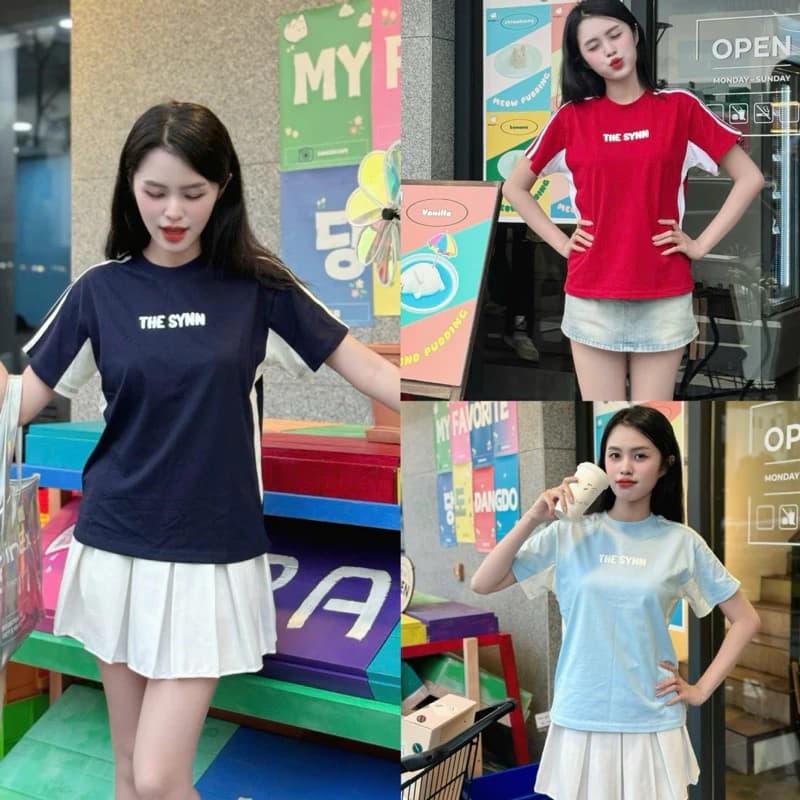 The Synn - Áo Thun BabyTee Nữ Thể Thao In Chữ Nổi Phối 2 Màu Cá Tính Chất Vải Cotton 2 Chiều Thoải Mái [TS03]