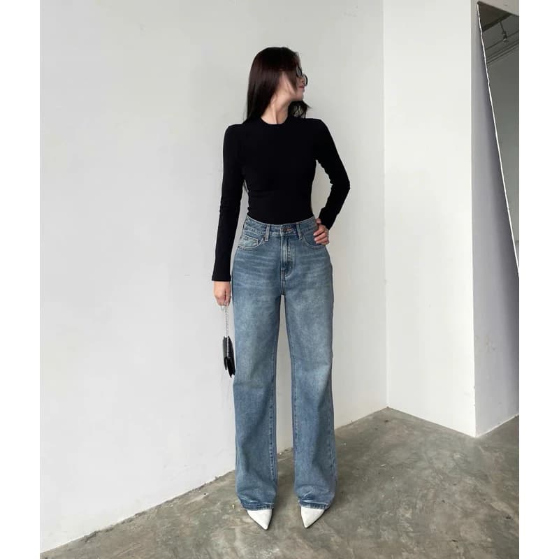 Quần jean suông 102cm waxed URATV