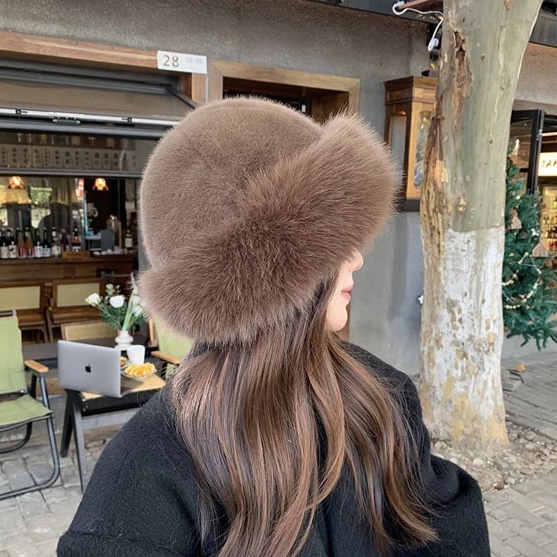 Nón Beret Phủ Lông Nhân Tạo Giữ Ấm Tai Xinh Xắn  Mũ Lông Mông Cổ Bản Mới Cho Nữ Thu Đông Ấm Áp