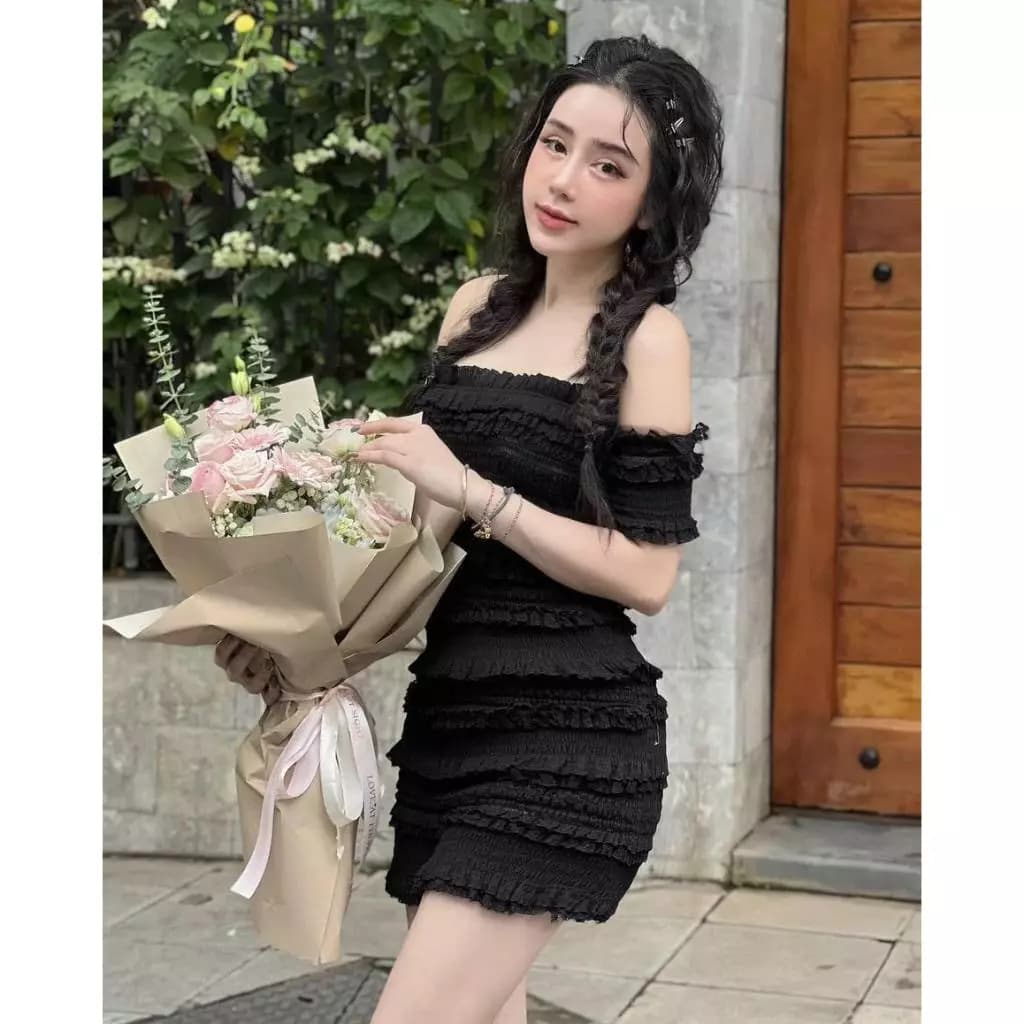ĐẦM BODY REN BÈO NHÍ TAY RỚT, ĐẦM NỮ TÔN DÁNG | MEOINDAHOUSE