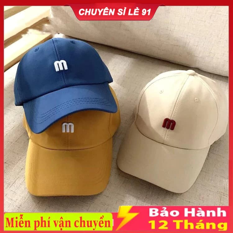 Mũ lưỡi trai cotton in chữ M phong cách cổ điển cá tính cho nam và nữ