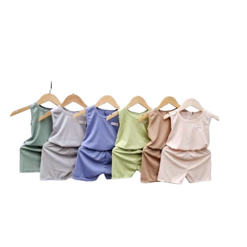Combo 5 Bộ Quần Áo Ba Lỗ Chất Vải Thun Tăm Gân Màu Cho Bé Từ 4_15kg