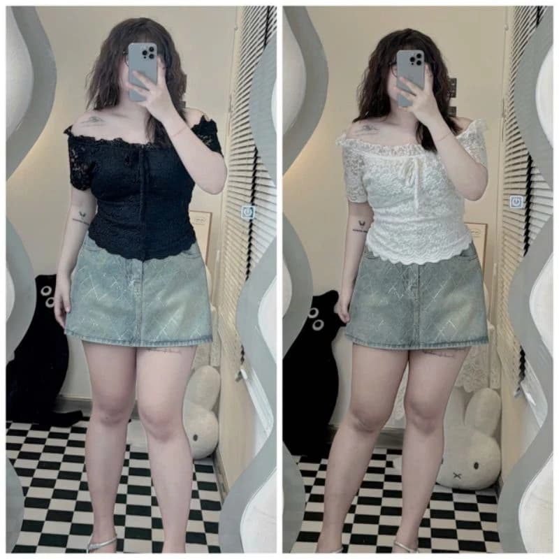 [bigsize60_90kg] Áo ren cổ bèo mềm mại mã 505