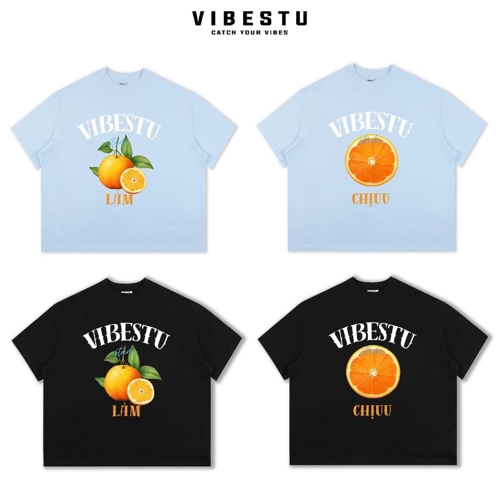 Áo Thun Local Brand VIBESTU "Quýt Làm Cam Chịu", Áo Thun Boxy Form Rộng Unisex 250Gsm 100% Cotton