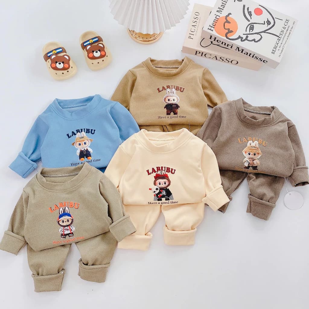 Bộ giữ nhiệt cho bé - Quần áo trẻ em, bộ dài tay bé trai, bộ dài tay bé gái chất liệu nỉ nhung - zip lông 5-15kg