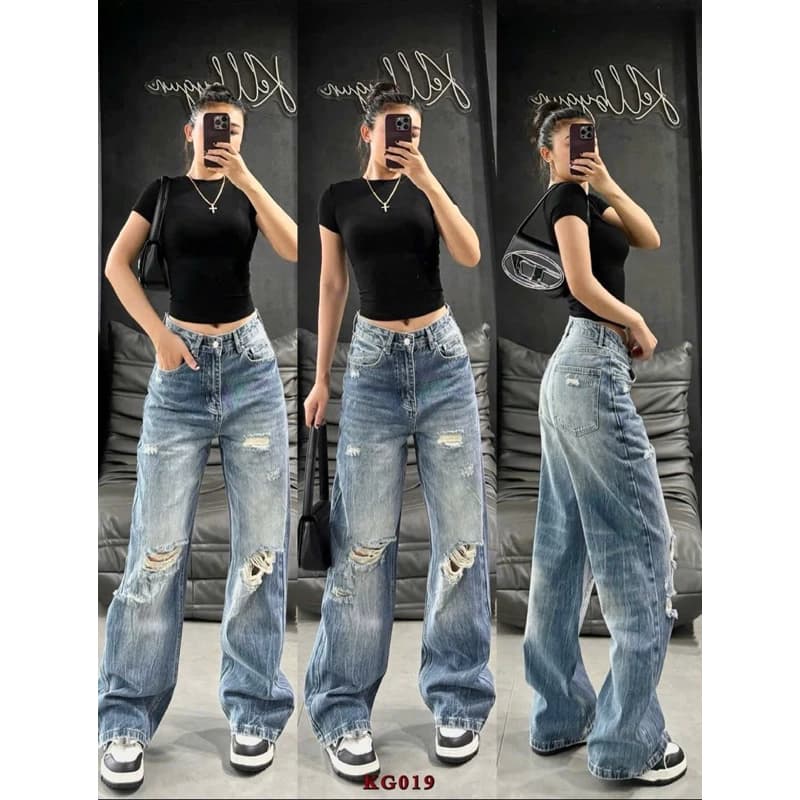 Quần jeans suông nữ KLii hàng vải xịn Qc phom dài🌷 Sẵni