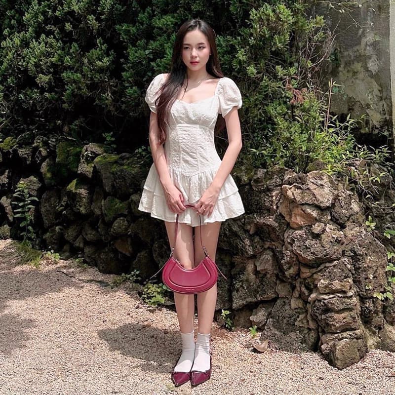 [FLORUS]- Đầm cotton thêu tùng xòe Piece Dress