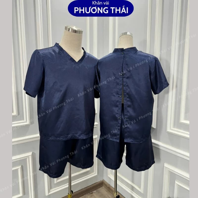 Bộ quần áo massage, xông hơi  trị liệu nam nữ CÚC LƯNG, vải phi lụa mát mịn