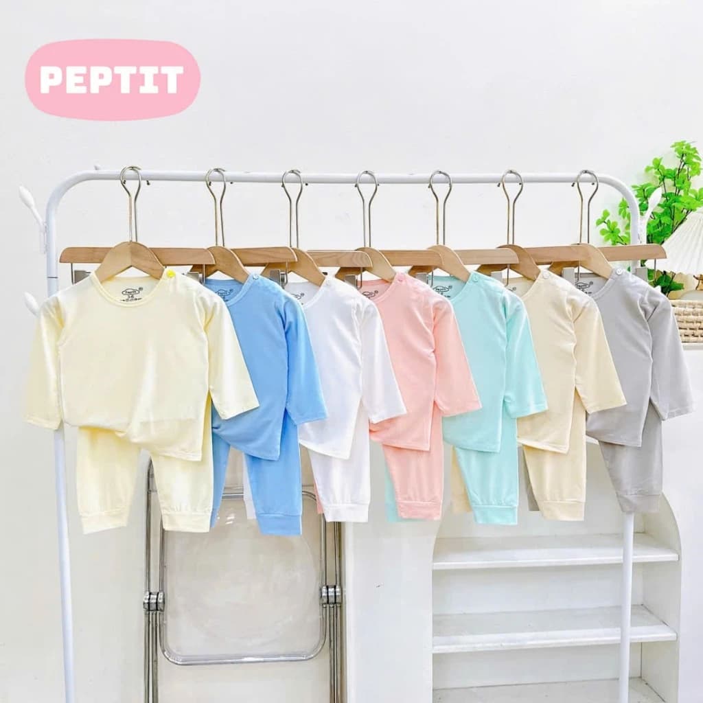 [A231 Mềm Mát Chất PEITIT] Bộ Dày Tay Thun Lạnh Vải Peptit Trơn Không Họa Tiết Phong Cách Basic