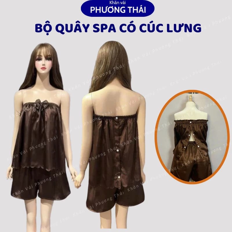 Bộ áo quây lửng có CÚC LƯNG, bộ quần áo spa khách mặc massage