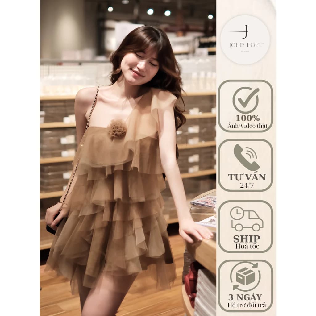 Váy nữ đi chơi dự tiệc du lịch thiết kế Donna Dress JOLIE LOFT, đầm dáng ngắn thanh lịch đi chơi đi tiệc mùa hè