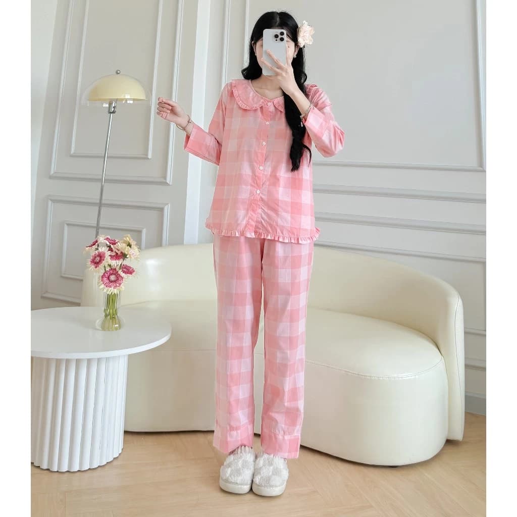Bộ Đồ Ngủ Tay Dài Vải Lụa/ đũi/ cotton Dễ Thương Cho Nữ[Ảnh thật]
