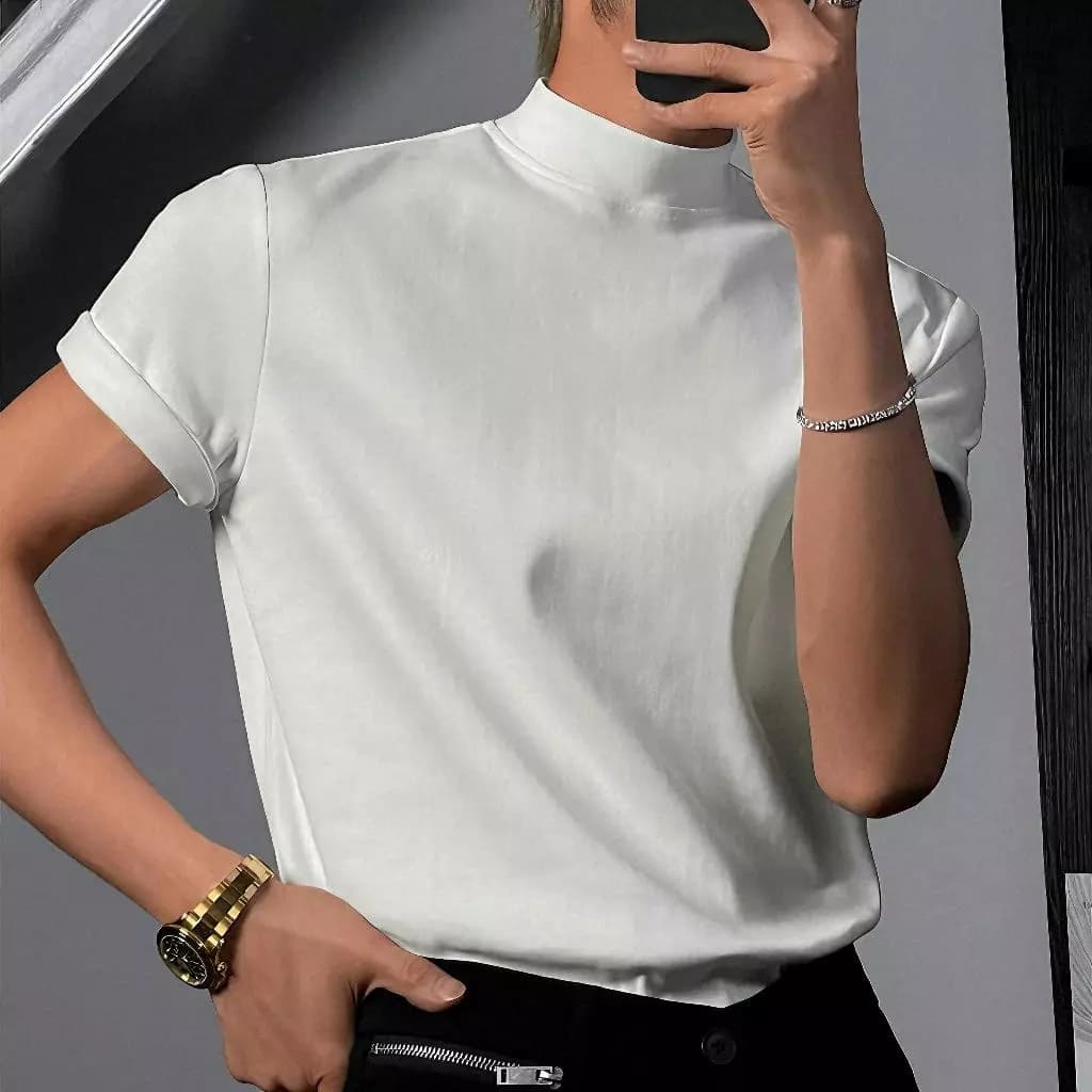 Áo Thun Cổ Lọ, Cổ Tim chất liệu coton lụa 4 chiều loại đẹp local brand V.A FASHION Menswear Nam