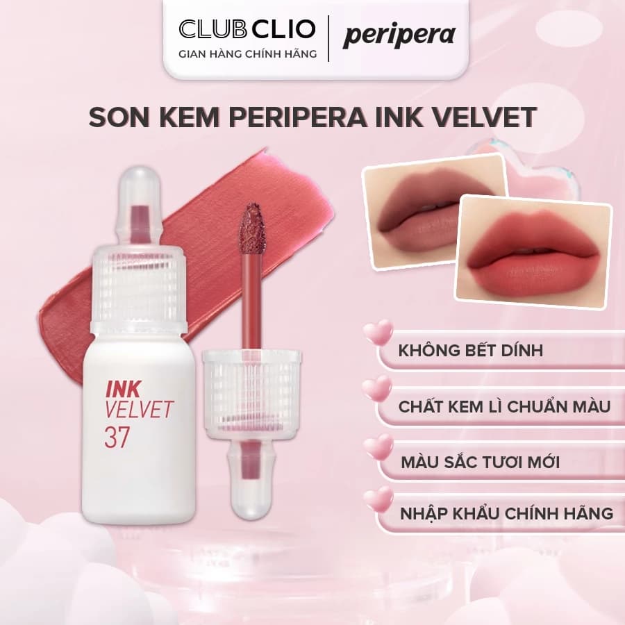 Son Kem Peripera Ink Velvet 4g Kết Cấu Mềm Mịn Không Bết Dính, Đa Dạng Màu Sắc Không Gây Khô Môi