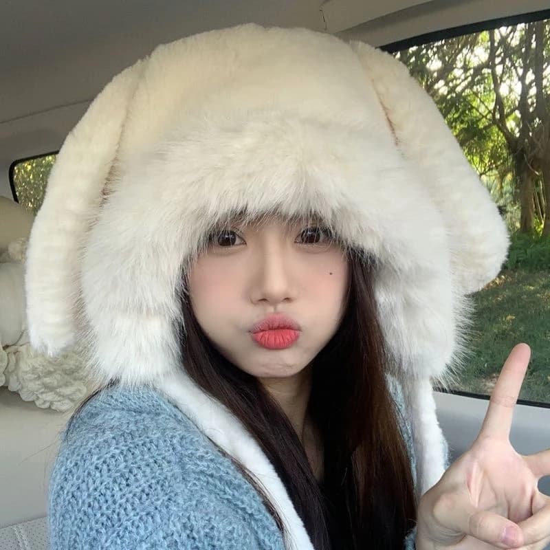 Mũ lông cừu tai thỏ nữ NOVA nón len nữ dễ thương hình thú giữ ấm mùa đông thời trang đi chơi đi học