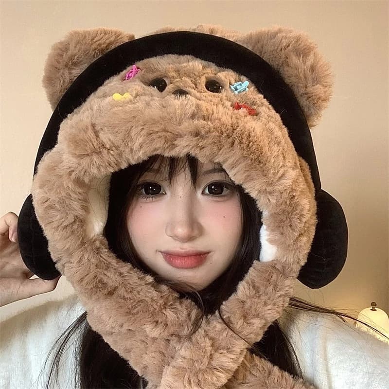 Mũ lông cừu tai gấu nữ NOVA nón len nữ tai mèo dễ thương giữ ấm mùa đông thời trang hình thú