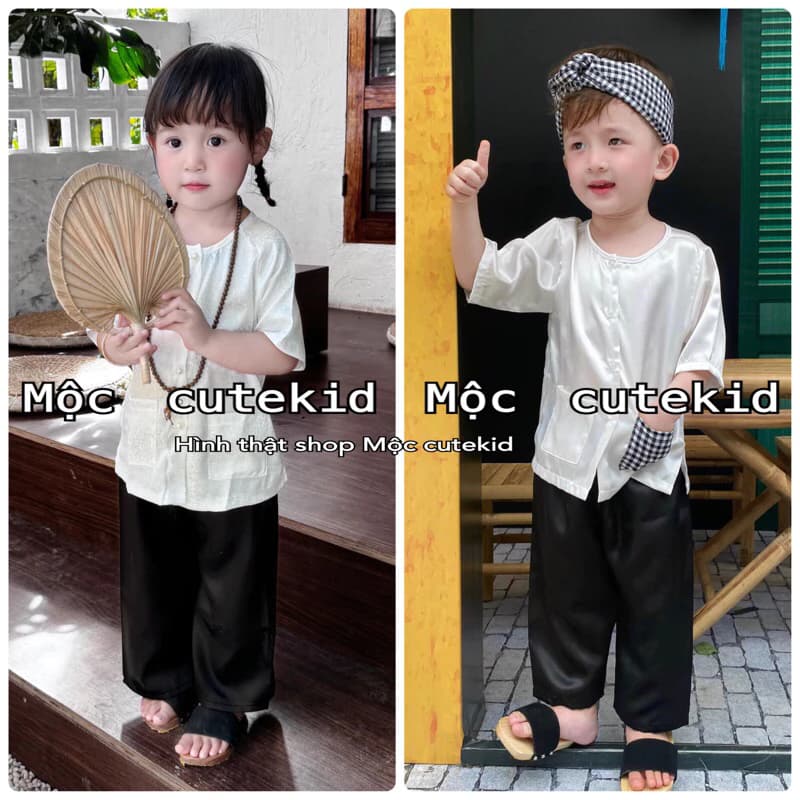(7-35kg) bộ bà ba cặp cho bé [KHĂN MUA RIÊNG] set bà ba cho bé đi chơi Lễ Hội, Trung Thu, Lễ Tế