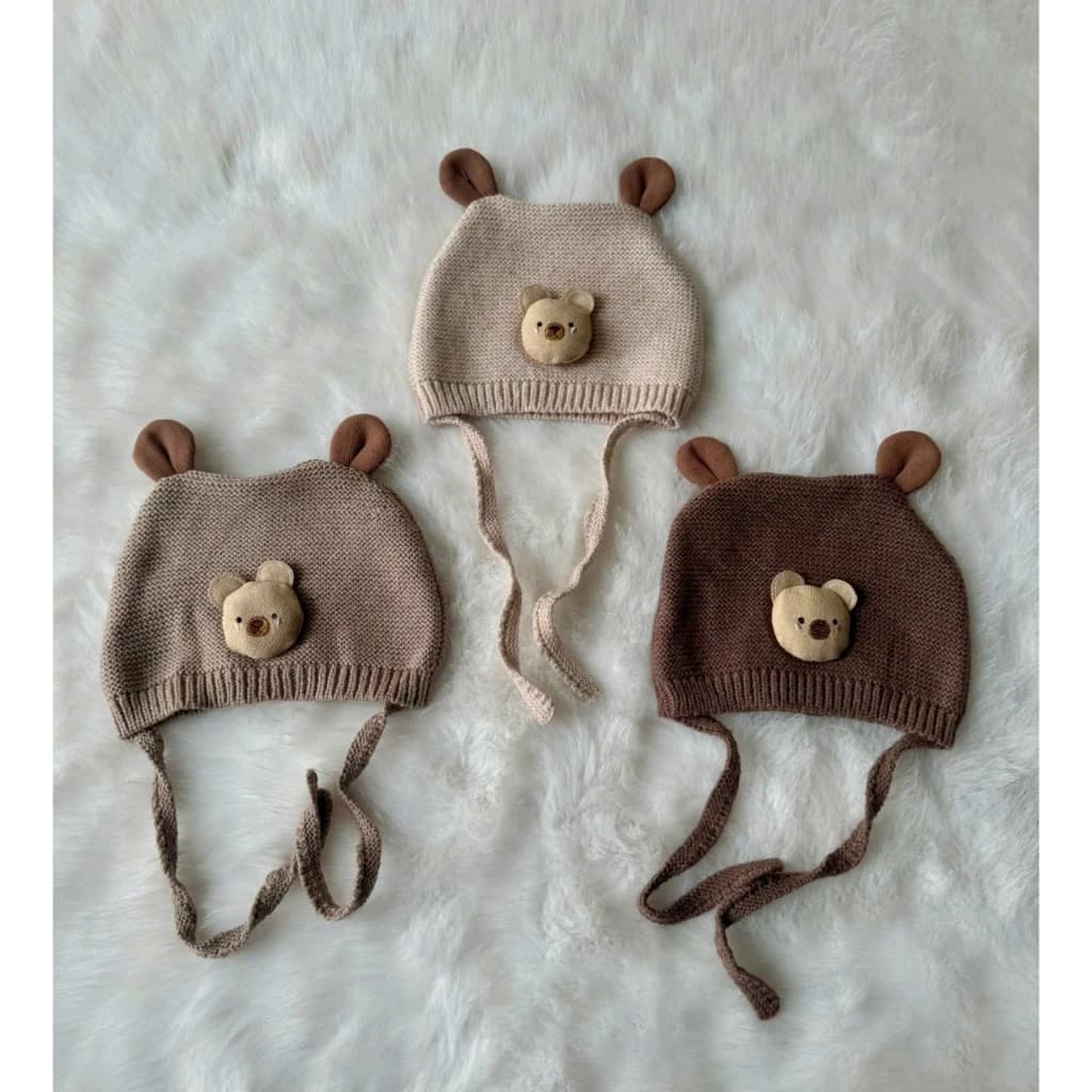 Mũ Beanie Hình Gấu Hoạt Hình giữ ấm mùa đông cho bé Trai,Bé Gái sơ sinh 0-24m