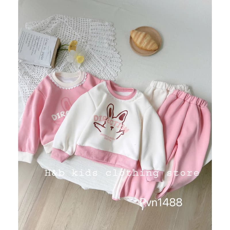 quần áo trẻ em, bộ nỉ cổ ren tay bồng C22 cho bé gái