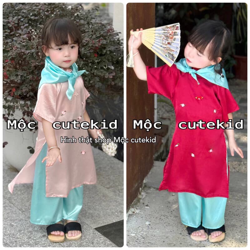 (6-20kg) bộ áo dài cách tân Tiểu Anh [TẶNG KHĂN TUBAN] cho bé gái mặc đi chơi Lễ Hội, Lễ Tết
