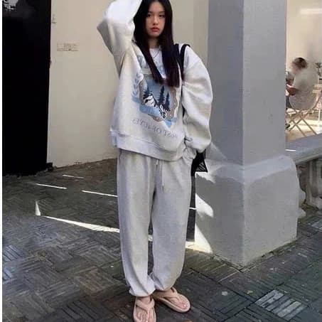 [ RẺ VÔ ĐỊCH] Set Nỉ Bông FORUYES Unisex 🌸Bộ đồ áo Dài tay hoodie quần ống boom