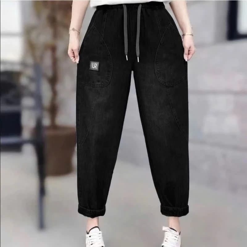 [CÓ BIGSIZE] Q12 Quần Bò Jean Bianaa Dáng Baggy Cạp Chun Lưng Cao Có Dây Rút Trẻ Trung Năng Động