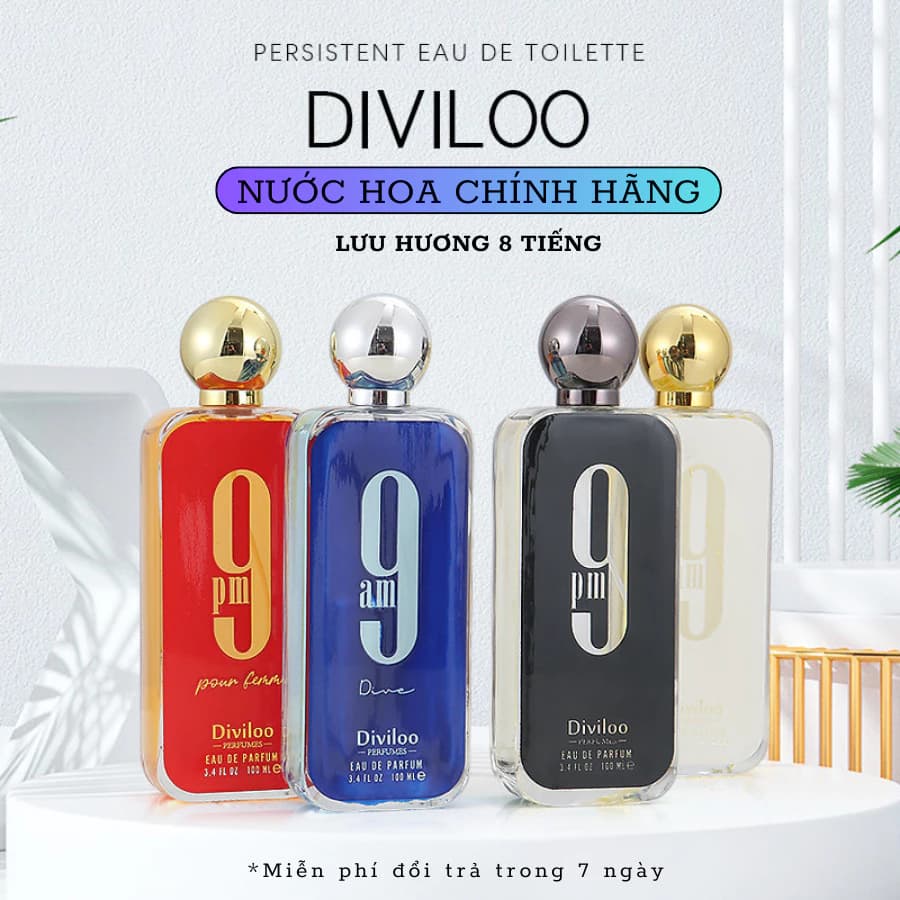 Nước hoa nam Dubai 9PM, 9AM DIVILOO 100ml Nam tính, sang trọng