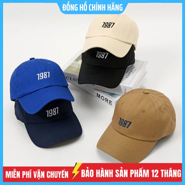 Mũ lưỡi trai đen thêu LOGO 1987 - Mũ năm sinh dành cho nam nữ Free size