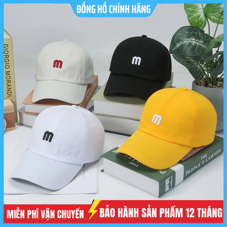Mũ lưỡi trai cotton in chữ M phong cách cổ điển cá tính cho nam và nữ