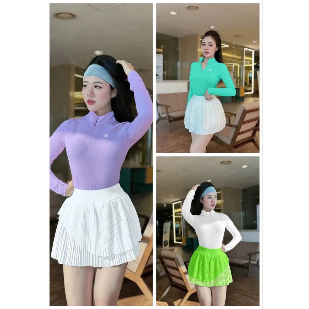 Bộ thể thao nứ, Áo dài váy ba lớp QC chơi Pickleball, Golf, Tennis.... Hàng QC cao cấp