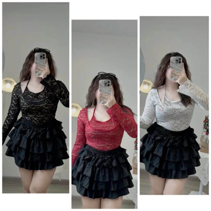[Bigsize60_90kg] áo ren yếm tay dài