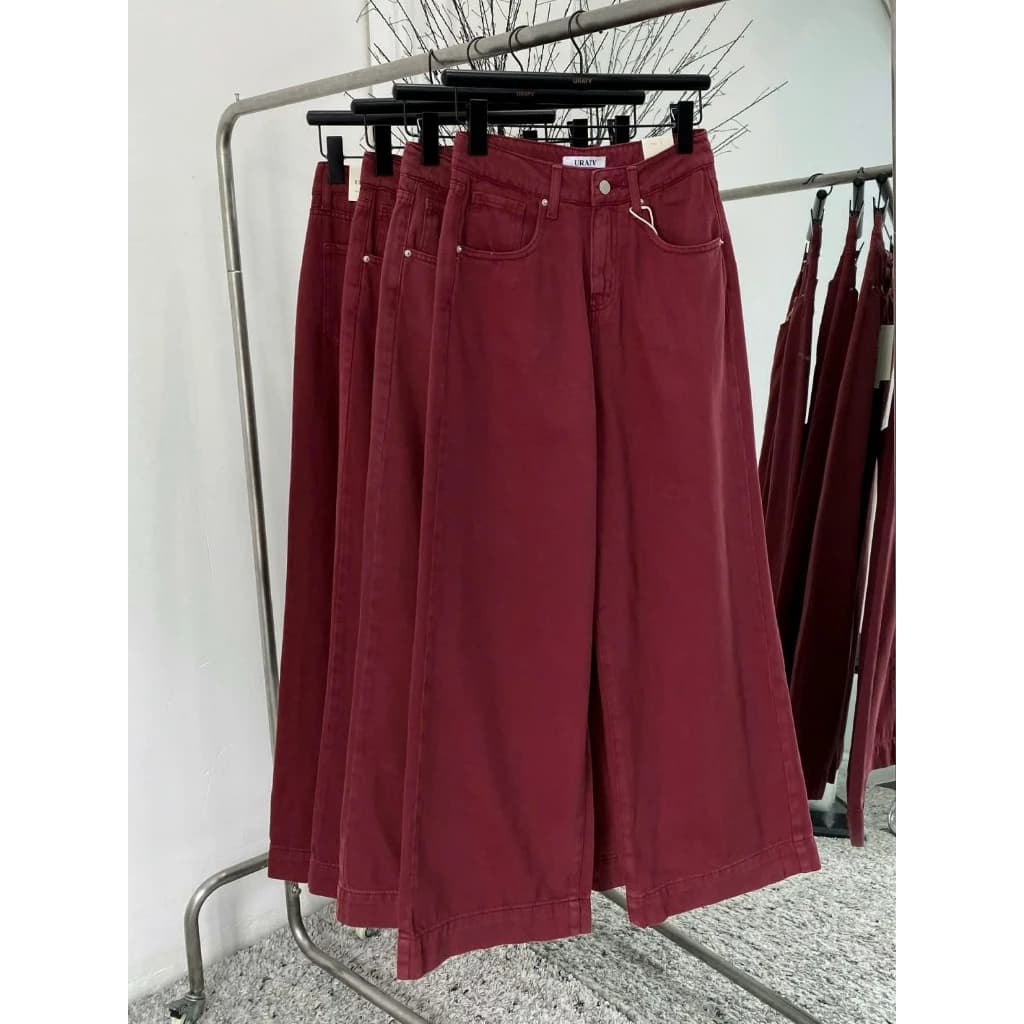 MẪU MỚI - Quần jean nữ suông ống rộng lai to 5cm vải độc quyền URATV