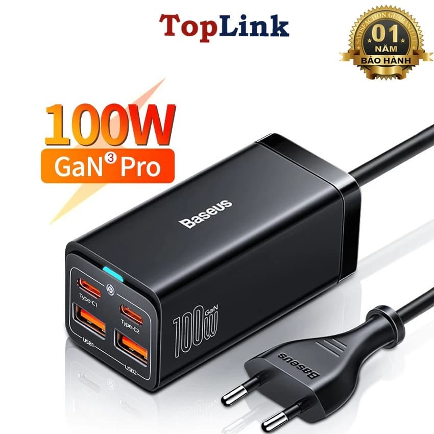 Bộ Sạc Nhanh Baseus 100w Gan3 Pro Desktop Charger 4 In 1 Sạc Nhanh Cho Iphone 13 12 Pro Max Samsung Laptop  - TopLink