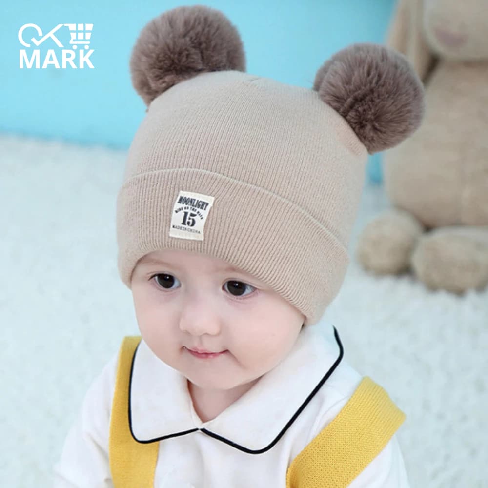 Mũ Len Dệt Kim Kèm Khăn Quàng Cổ Cho Bé Chất liệu Len Mịn Co Dãn Tốt Giữ Ấm Tránh Gió Cho Bé