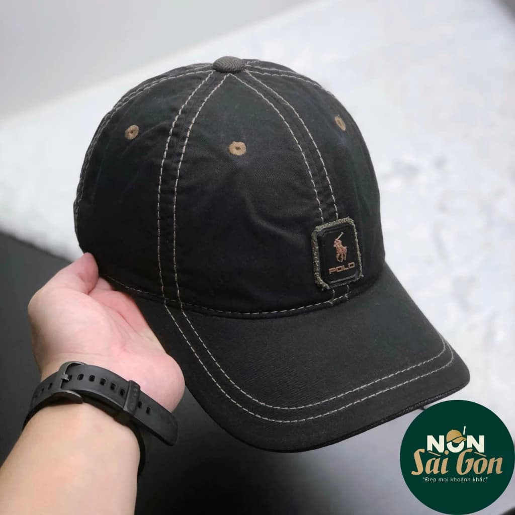 (Hàng VNXK) Nón kết, mũ lưỡi trai POLO Full Tem vải Kaki đẹp Form chuẩn (Ảnh thật)