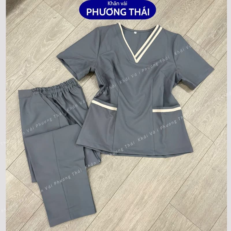 Đồng phục spa cao cấp, áo đồng phục spa may theo mẫu chất cotton lạnh