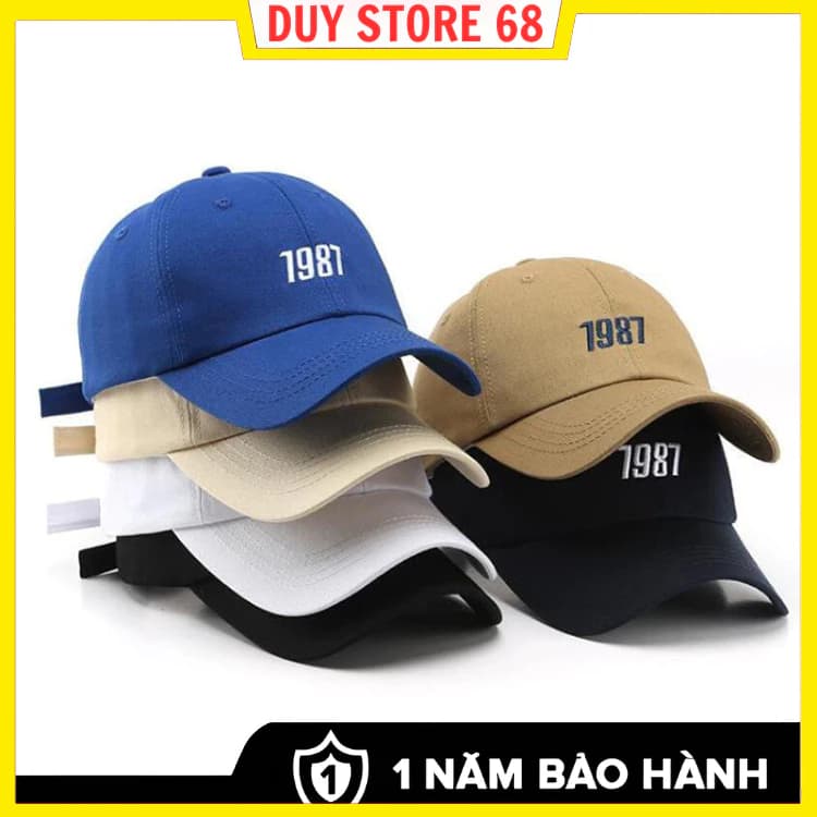 Mũ lưỡi trai nón kết thêu chữ 1987 chất kaki cao cấp form unisex nam nữ