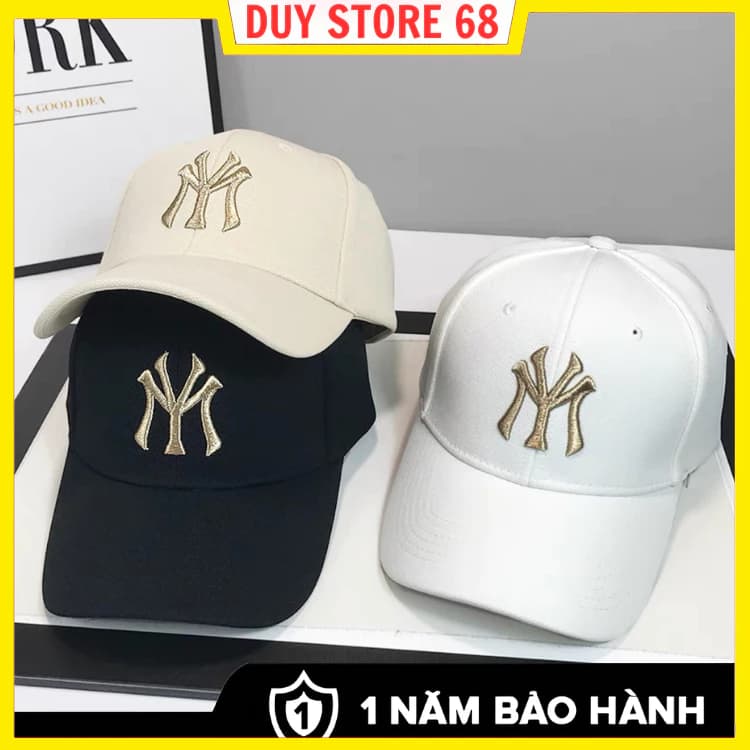 Mũ lưỡi trai nam nữ - Nón kết thêu logo NY thể thao kaki mền mịn thoáng mát thấm hút mồ hôi