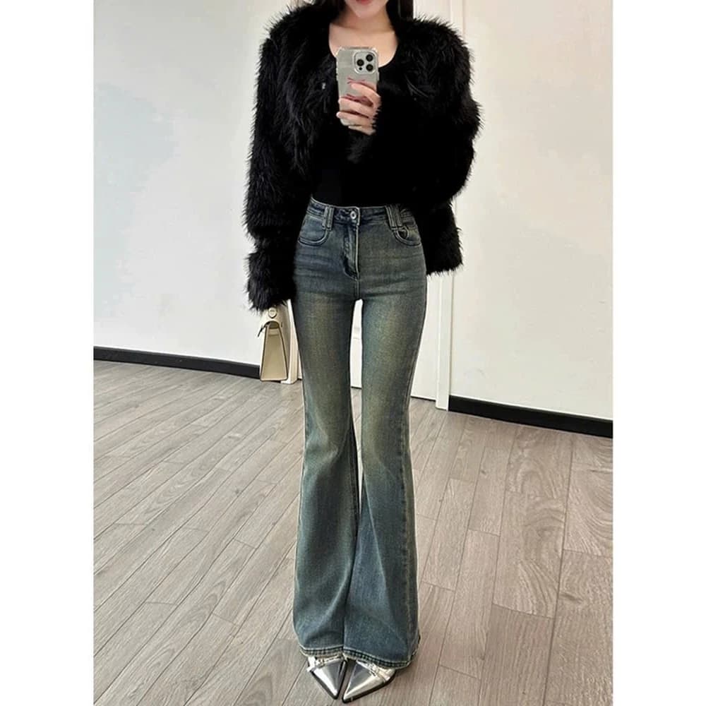 Quần jean nữ ống loe hot trend, quần bò nữ ống loe chất denim co giãn tôn dáng dễ phối đồ (HC49)