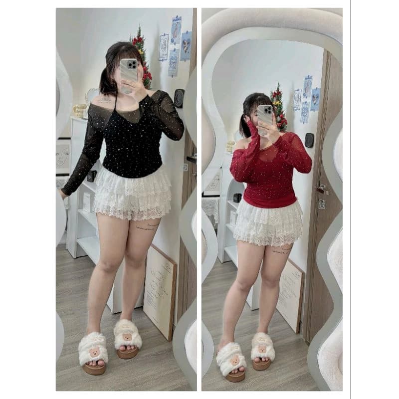 [ bigsize 60_90kg] Áo lưới đá + áo lót
