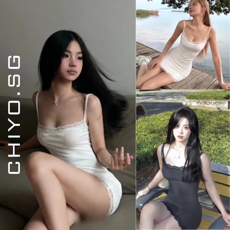 Đầm 2s thun larong dẻo mịn form ngắn phối viền ren basic CHIYO.SG phong cách quyến rũ D403