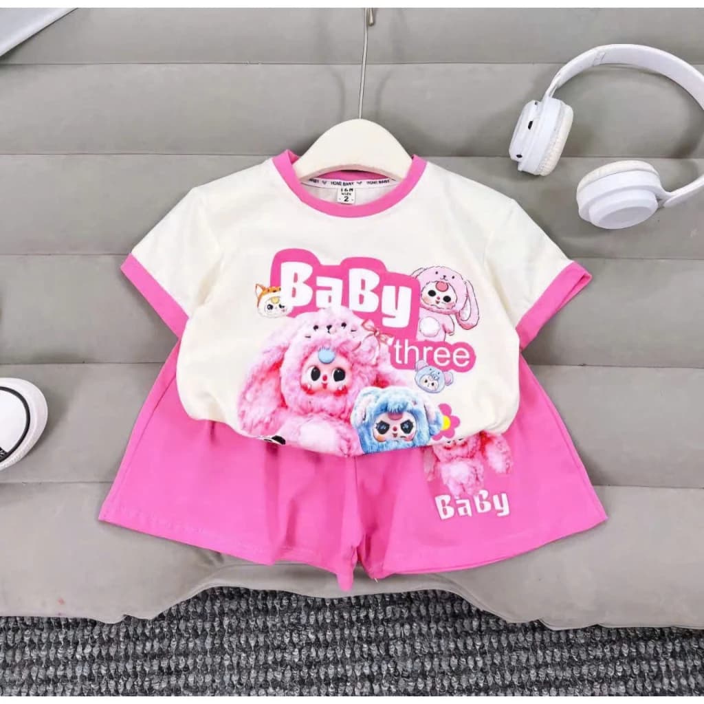 Bộ Quần áo Cộc Tay  Baby Three dành cho bé gái 9-38kg chất liệu cotton thoáng mát , mềm mịn