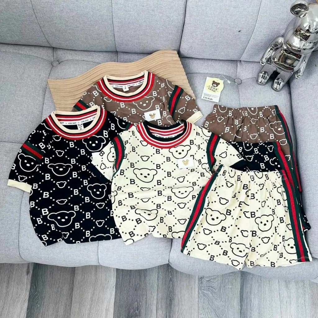 BỘ CÔC TAY IN TRÀN THÂN GẤU SIZE CHO BÉ 6-18KG