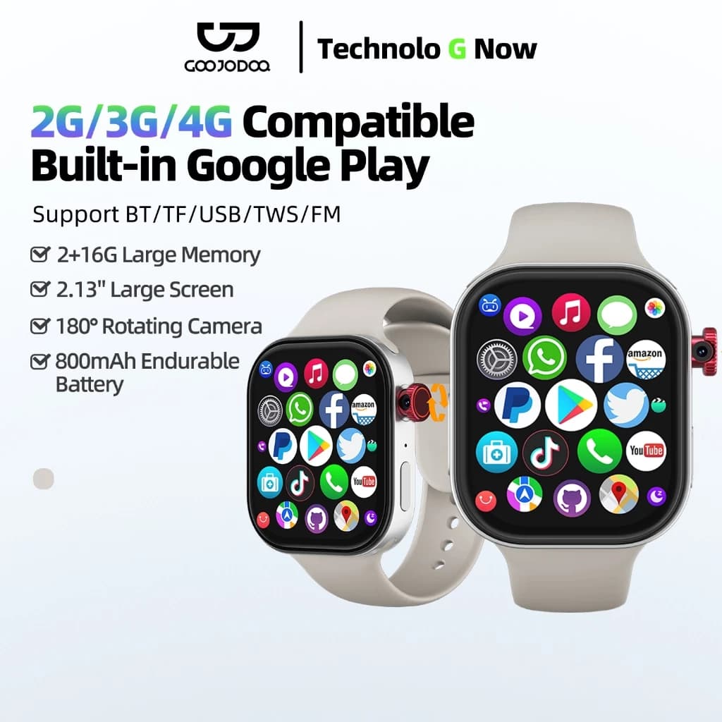 Đồng hồ thông minh thể thao chống nước Goojodoq 2025 có khe cắm thẻ SIM, camera, GPS,Điện thoạiVideo